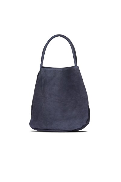 BUENO Shoes Navy Blue Suede Women's Shoulder Bag 01Wb0014