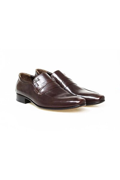 FRANCO CALVANI Brown Laceless Genuine Leather Men's Shoes