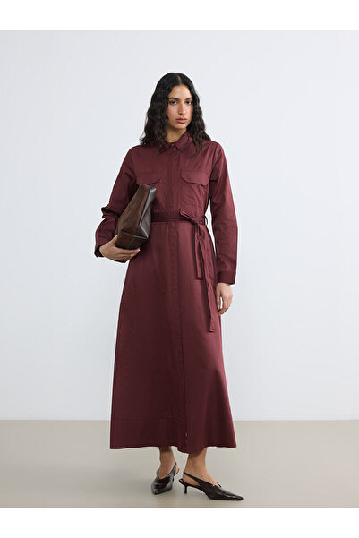 LC Waikiki YK PLUS Φόρεμα πουκάμισο από ποπλίνα με ζώνη