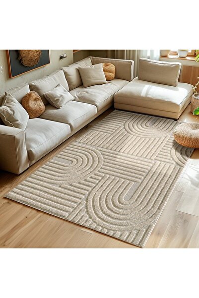 Formeya Teppich 120x170 cm Beige, Hochflor Wohnzimmer Teppich, Weich & Flausc...