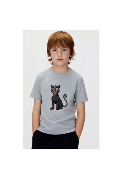 MODA Tricou unisex pentru copii, cu imprimeu, 100% bumbac, croială normală, c...