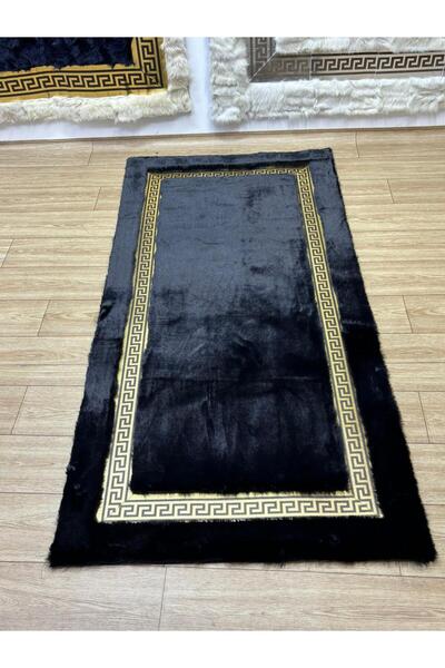 SANCAK DERİ HALI MODERN GOLD VARAKLI SİYAH PELUŞ HALI