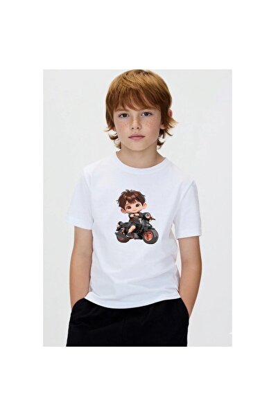 playwear Μαύρο μπλουζάκι με στάμπα μοτοσικλέτας, 100% βαμβάκι, με κανονική λα...