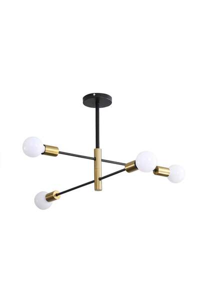 iTin Industrial chandelier 4 lights E27, black-gold metal, Nordic design, 80×...