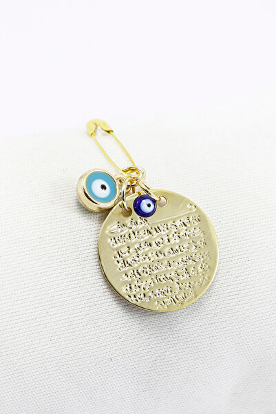 biuti Gold Renkli Mineli Turkuaz Nazar Boncuğu Metal Ayet'el Kürsi Bebek İçin...