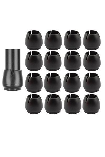 iTin Set of 16 rubber chair leg caps, diameter 12–16 mm, black, floor protection