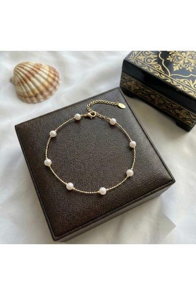 Bade Jewelry Vip Gold İnci Detaylı Kararmaz Şık Halhal