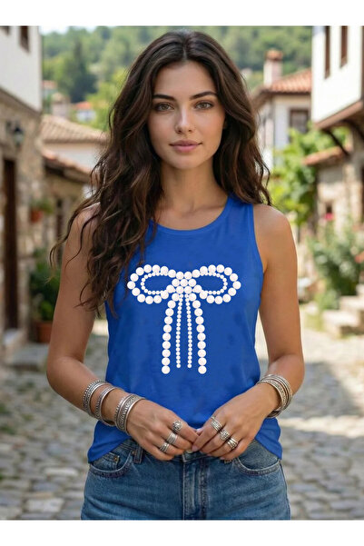 SUNFREE Γυναικείο μπλουζάκι από χτενισμένο βαμβάκι με στάμπα İNCİ KURDELE, κα...