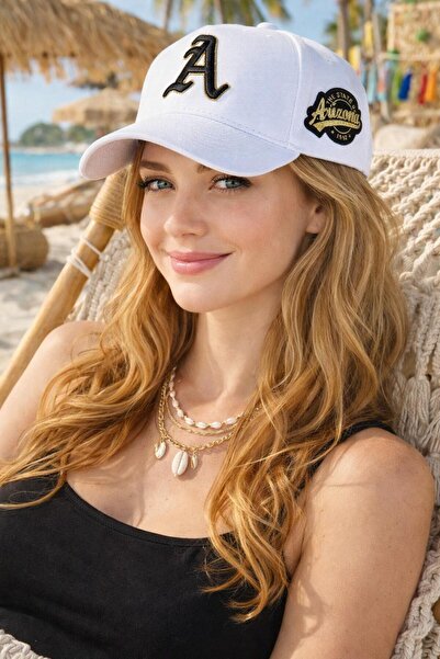 MARBERRY White Embroidered Cap Women's Hat