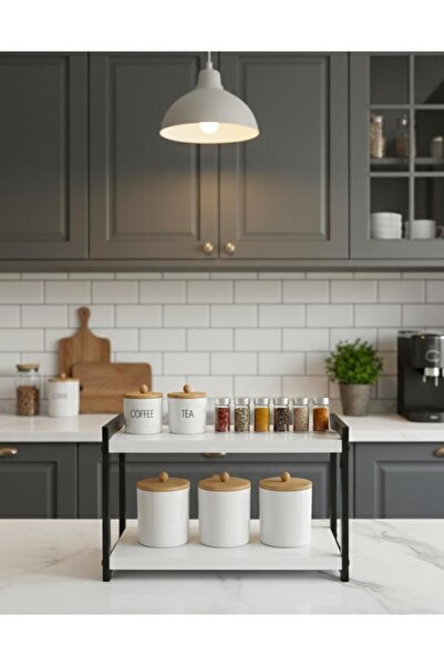 ISDA HOME Çok Amaçlı Tezgah Üstü Mutfak Rafı Baharatlık Organizer 2 Katlı Met...
