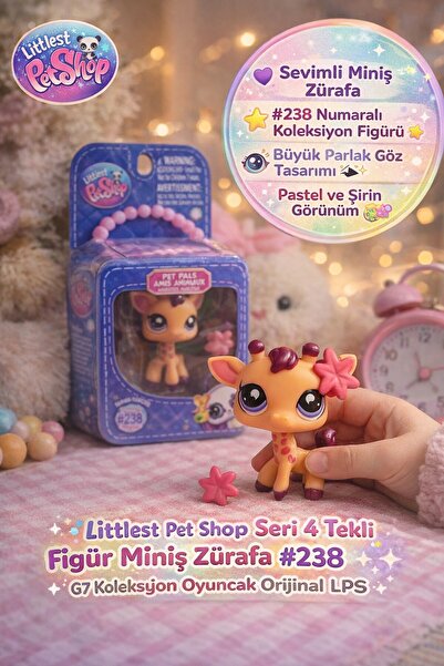 TOYFEST Littlest Pet Shop Seri 4 Tekli Figür Miniş Zürafa #238 G7 Koleksiyon ...