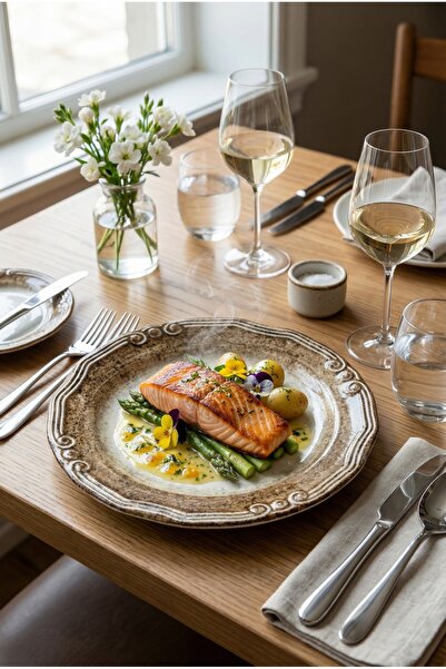 QURA Valore Flat Plate 25 cm Set of 6 - Serving Plate - Main Course Plate