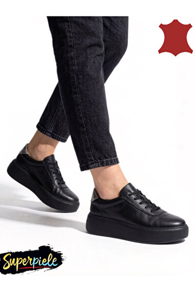 ANGEL BLUE Women's sneakers made of genuine leather with thick soles