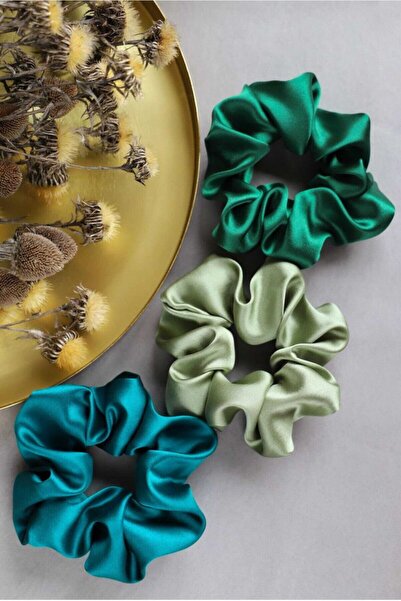 MY VİNTAGE Women's 3-Piece Satin Hair Rubber Band Set