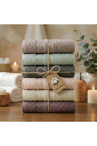 SHome Set de 6 prosoape din bumbac 100% bumbac, 50x90 cm, prosop moale, absor...