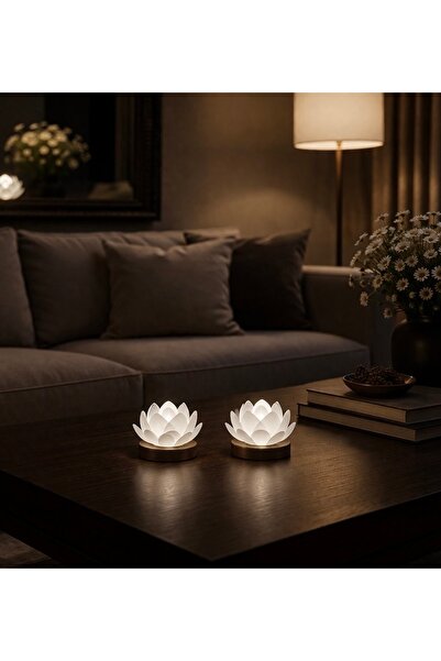 Sufle home dekor DEKORATİF 2 ADET LOTUS ÇİÇEĞİ LAMBA