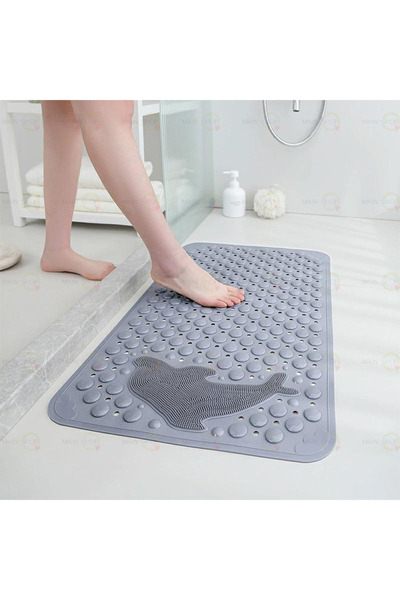 MAİN SHOP Shower Mat Non-Slip Bath Mat with Shower Suction Cup Drain Hole Fis...
