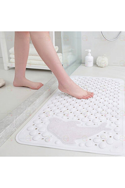 MAİN SHOP Shower Mat Non-Slip Bath Mat with Shower Suction Cup Drain Hole Fis...