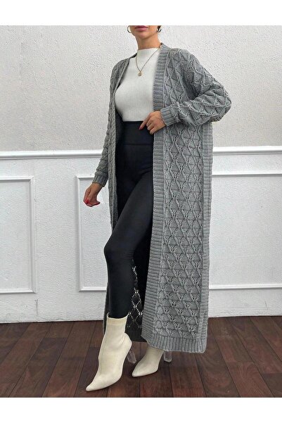 yardıtekstil Triko Long Cardigan Winter Patterned %100 Acrylic