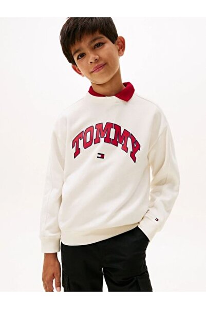 Tommy Hilfiger Baskılı Erkek Çocuk Ekru Sweatshırt KB0KB09899YA8