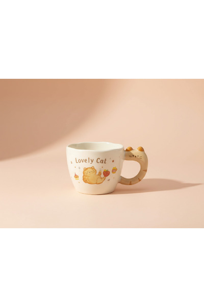 hediyeconcepti Ceramic Mug with Cute Cat Handle