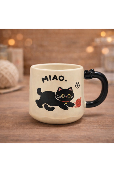 hediyeconcepti Cute Cat Printed Ceramic Mug Cup Coffee Cup Kawaii Design Gift...