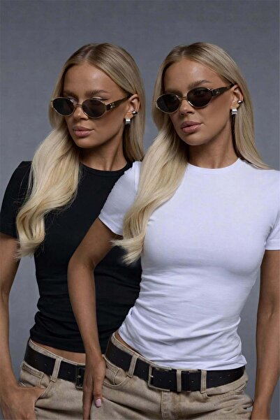 Trendiz Kadın Slim Fit Basic Premium Kumaş Tshirt 2 li Paket Siyah Beyaz
