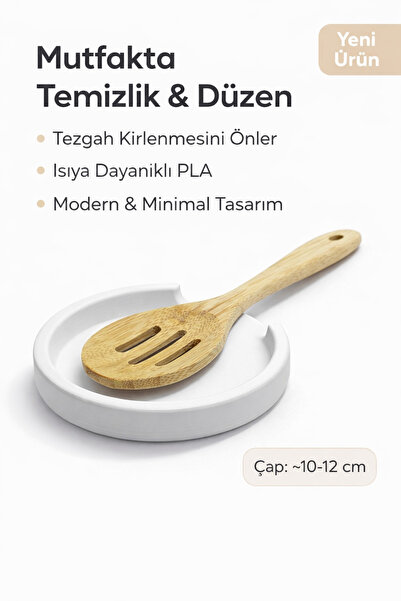 StudioAslanDesign Minimal Tasarım Kaşık Altlığı – Isıya Dayanıklı PLA Kaşık S...