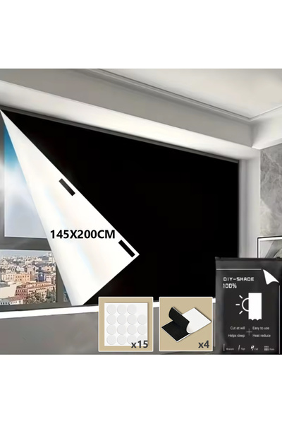 Bayt Aura Blackout Curtain No Drilling Self Adhesive Window Curtain for Bedro...