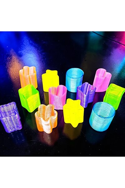 Kuzey YÜKSEK KALİTE 48 ADET MİNİ STRES YAYI ŞEKİLLİ NEON STRES YAYI 3 CM STRE...