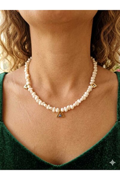 FOR YOU TAKI by Ezgi Stylish Necklace with Pearl Evil Eye Beads
