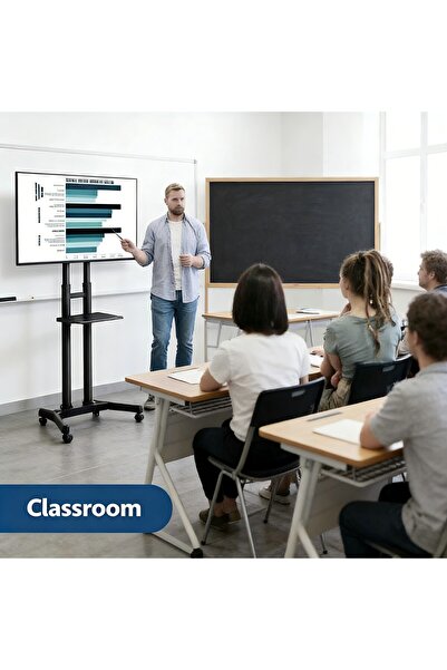 SKY TOUCH Mobile TV Stand Rolling Cart Height Adjustable | Heavy Duty Mobile ...