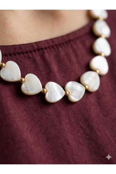 FOR YOU TAKI by Ezgi Natural Bead Heart Necklace