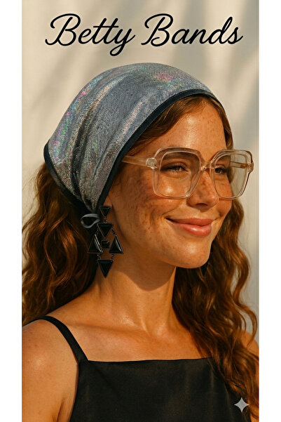 Handmade Betty Bands Sparkling Black Glitter Bandana Scarf – Stylish Hair Acc...