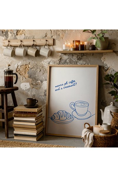 Creatick Design Kahve Köşesi Dekoratif Ahşap Çerçeveli Tablo Kahve Kafe Mutfa...