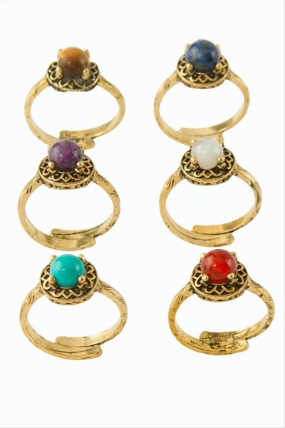 ZERO LAND Nrzsnt Round Natural Stone Authentic Ring - (80922) Pink Quartz