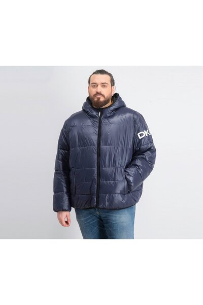 Dkny Men Big and Tall Hooded Puffer Jacket, Navy Blue