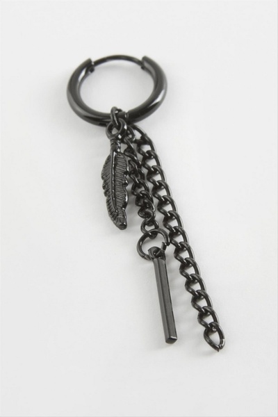 ZERO LAND أقراط NRZSNT Yaprak Stick للرجال من الفولاذ (81212) - أسود