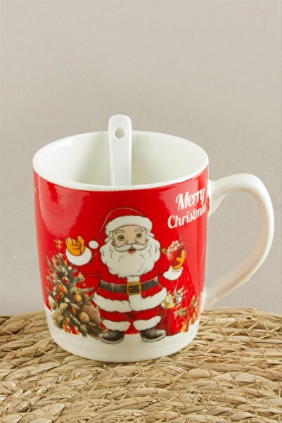 ZERO LAND Nrzsnt Santa Claus Patterned Christmas Ceramic Mug with Spoon (8120...