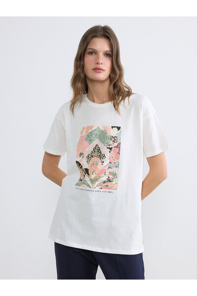 LC Waikiki Tricou pentru damă cu imprimeu cu gât crew