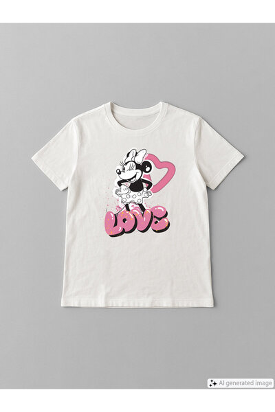 LC Waikiki Tricou de damă cu guler rotund și imprimeu Minnie Mouse