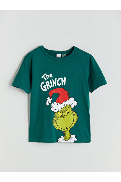 LC Waikiki Tricou de băieți cu guler rotund și imprimeu Grinch
