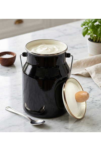 Avşar Emaye Evi̇m 2 Liter Black Authentic Enameled Cowhorn Milk Yogurt Legume...
