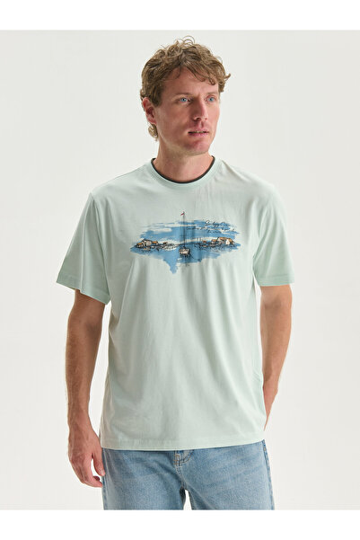 LC Waikiki Ανδρικό T-shirt με στρογγυλή λαιμόκοψη και στάμπα