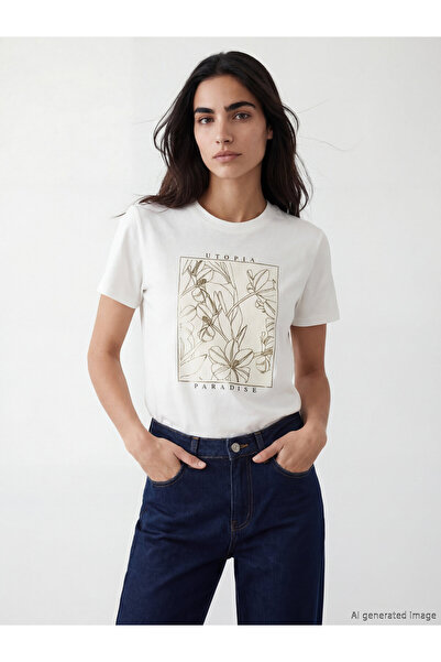 LC Waikiki Tricou pentru damă cu imprimeu cu gât crew