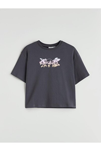 LC Waikiki Tricou de fete cu guler rotund și imprimeu Powerpuff Girls