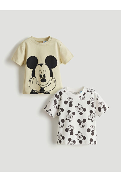 LC Waikiki Tricou pentru bebeluși băieți cu imprimeu Mickey Mouse, pachet de 2