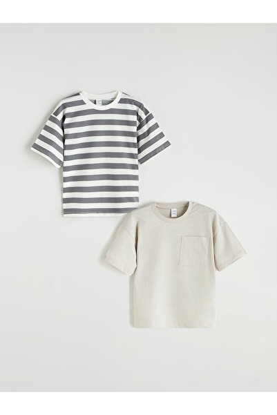 LC Waikiki Crew Neck Striped Boys' T-Shirt 2 Pack