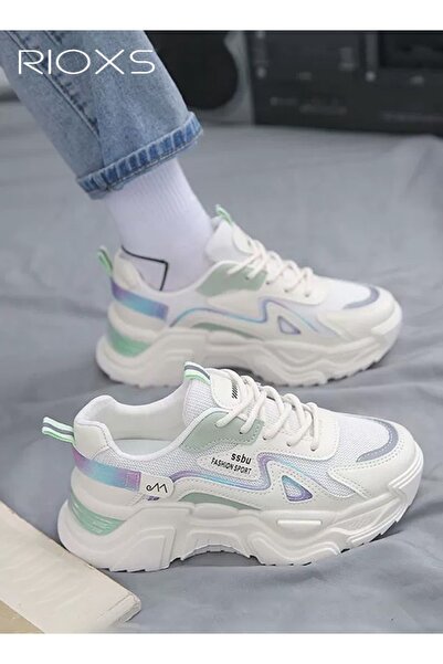 RIOXS Chunky Sneakers for Women, Comfy Breathable Athlesiure Shoes, 5cm Thick...