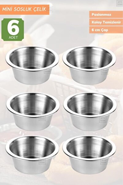 Jet's Home Set of 6 Mini Sauce Bowls Stainless Steel Ketchup Bowl Mayonnaise ...
